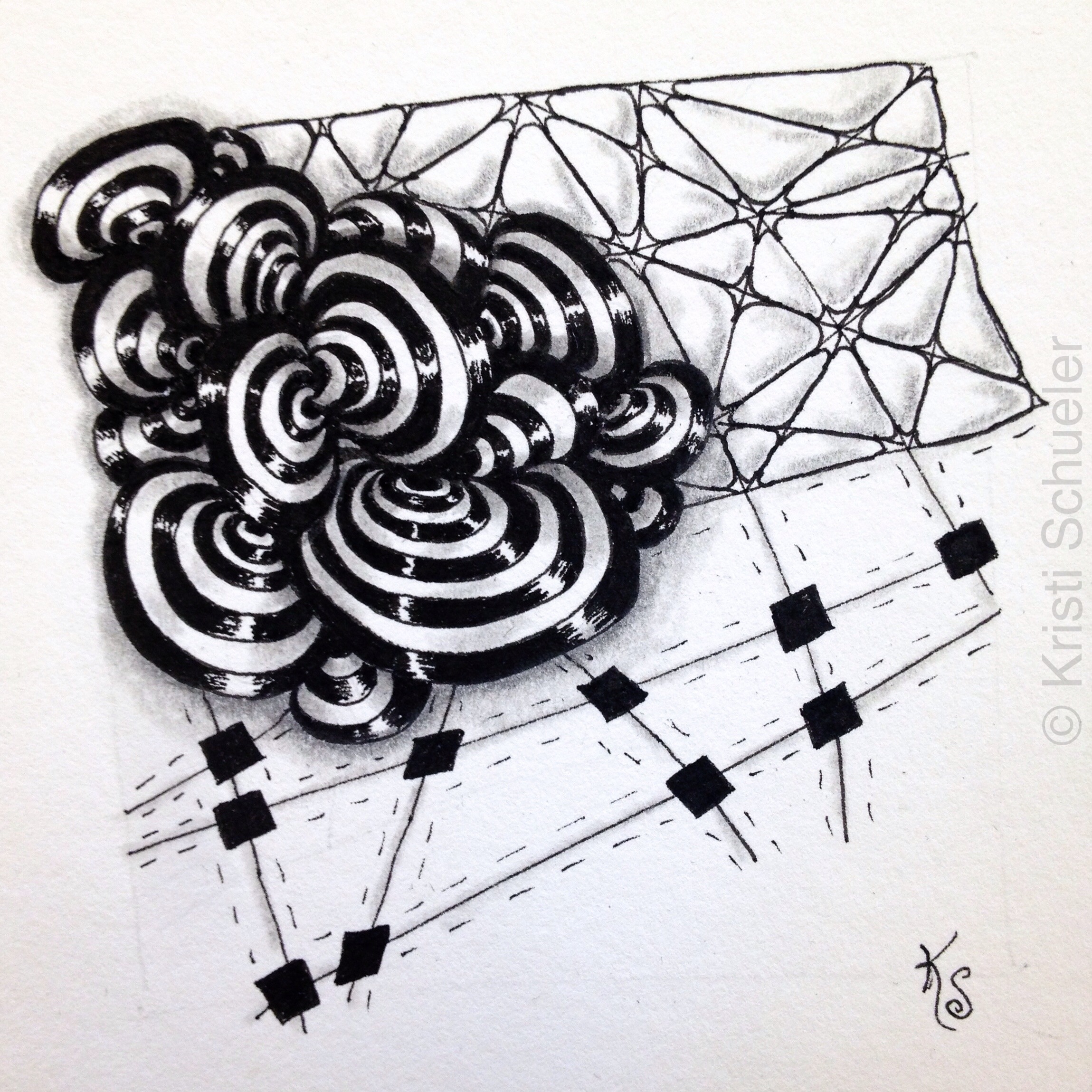 Zentangle Tile 2015-068 featuring Bunzo